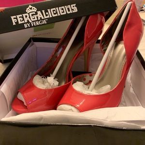 New Red Patton leather platform peep-toe heels